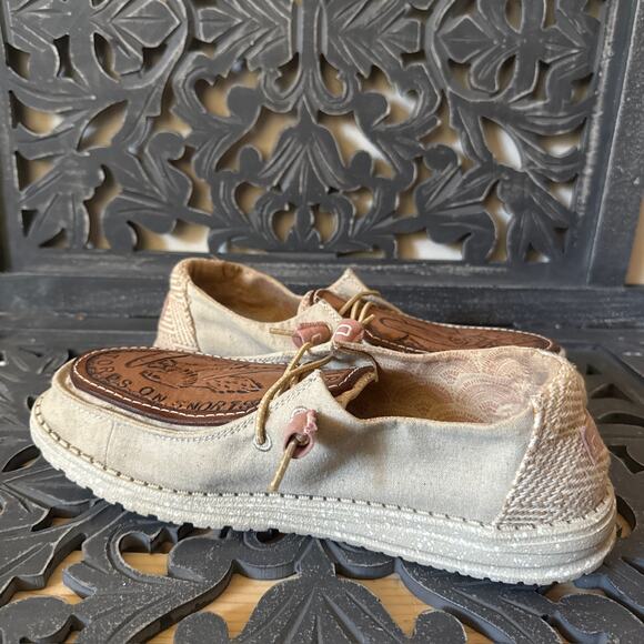 Hey Dude Wendy Custom Hand Tooled Leather Canvas US Navy VP-16 Shoes Woman’s 10 - Picture 3 of 14